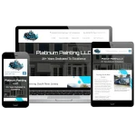 A responsive website design for Platinum Painting LLC displayed on a laptop, tablet, and smartphone.