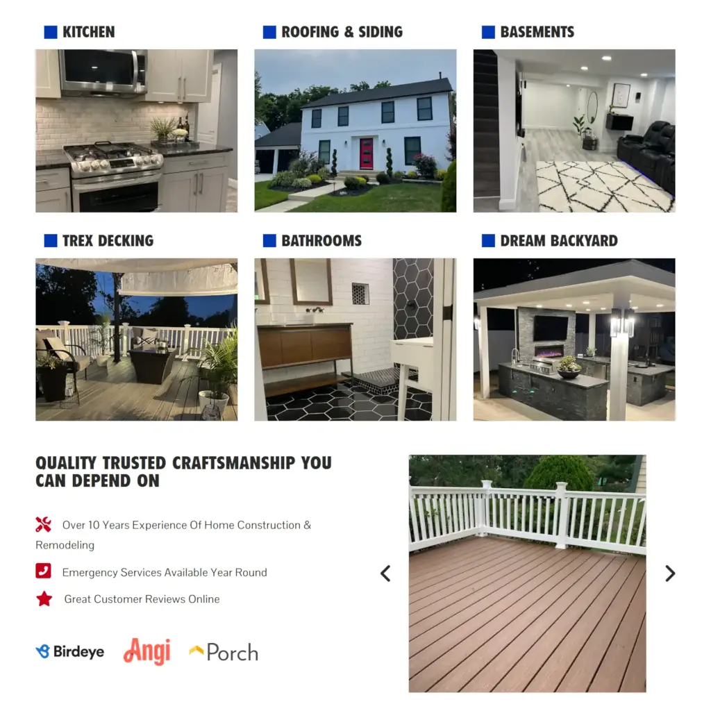 Pro Start Renovations Website Services Section