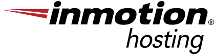 Inmotion Hosting dynamic logo featuring three red streaks on the left. The logo conveys speed and energy. A registered trademark symbol appears nearby.